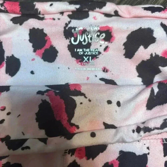 Justice Girls pink cheetah print leggings size XL - Picture 3 of 5